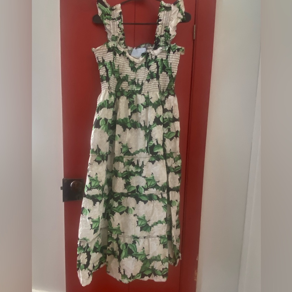 Hill House Green and White Floral Dress
